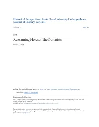 Reexaming Heresy: the Donatists