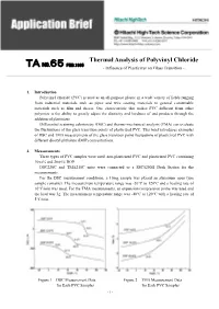Thermal Analysis of Polyvinyl Chloride ＴＡ N0.６５ FEB.1995 - Influence of Plasticizer on Glass Transition