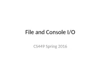 File and Console I/O