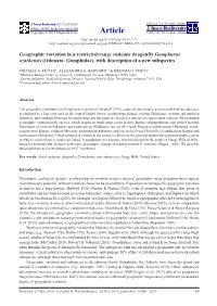 Geographic Variation in a Restricted-Range Endemic Dragonfly Gomphurus Ozarkensis (Odonata: Gomphidae), with Description of a New Subspecies