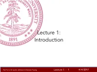 Lecture 1: Introduction