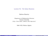 Lecture 5.6: the Sylow Theorems