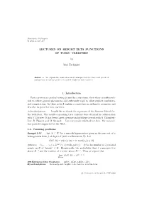 LECTURES on HEIGHT ZETA FUNCTIONS of TORIC VARIETIES by Yuri Tschinkel