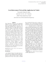 Local Interconnect Network Bus Application in Vehicle Presented By- Prashant M