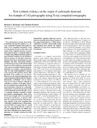 New Textural Evidence on the Origin of Carbonado Diamond: an Example of 3-D Petrography Using X-Ray Computed Tomography