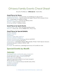 Ottawa Events Cheat Sheet