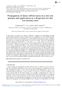 Propagation of Shear Alfvén Waves in a Two-Ion Plasma and Application As a Diagnostic for the Ion Density Ratio