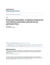 Re-Vision and Re-Representation : an Exploration of Awarness and Voice in Marxism, Postcolonialism, Postmodernism and Psychoanalytic Theory
