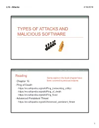 Types of Attacks and Malicious Software