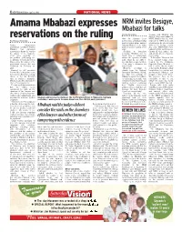 Amama Mbabazi Expresses Reservations on the Ruling