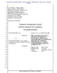 Declaration of Sean A. Brady in Support of Plaintiffs’ 11 Motion to Exclude the Testimony of Defendant’S Expert 12 Witness Lucy P