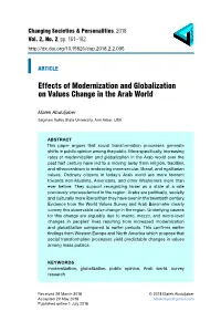 Effects of Modernization and Globalization on Values Change in the Arab World