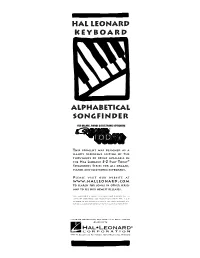 HAL LEONARD KEYBOARD Alphabetical Songfinder