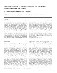 Immunolocalization of Estrogen Receptor Α and Β in Gastric Epithelium and Enteric Neurons