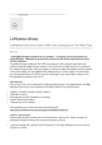 Lufthansa Hires More Than 4,000 New Employees in the New Year