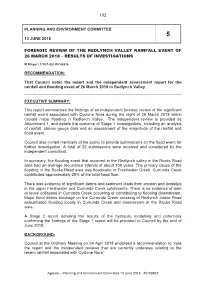 Redlynch Rainfall and Flooding Event Report