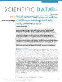 The FLUXNET2015 Dataset and the Oneflux Processing Pipeline For