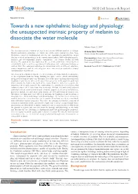 The Unsuspected Intrinsic Property of Melanin to Dissociate the Water Molecule