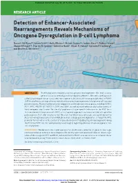 Detection of Enhancer-Associated Rearrangements Reveals Mechanisms of Oncogene Dysregulation in B-Cell Lymphoma