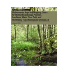Dichotomous Keys and Mapping Codes for Wetland Landscape Position, Landform, Water Flow Path, and Waterbody Type Descriptors: Version 2.0