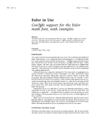 Euler in Use Context Support for the Euler Math Font, with Examples