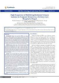 High Frequency of Multidrug Resistant Urinary Isolates in Pregnant