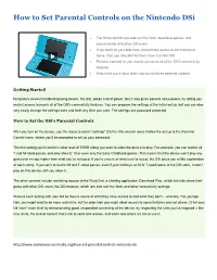 How to Set Parental Controls on the Nintendo Dsi