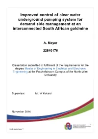 Improved Control of Clear Water Underground Pumping System for Demand Side Management at an Interconnected South African Goldmine