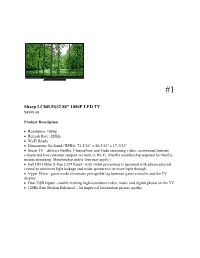 Sharp L LC80LE63 32 80'' 108 80P LED TV