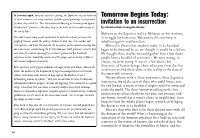 Tomorrow Begins Today: Invitation to an Insurrection