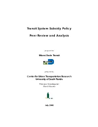 Transit System Subsidy Policy Peer Review and Analysis” ______