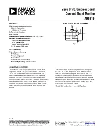 Zero Drift, Unidirectional Current Shunt Monitor AD8219