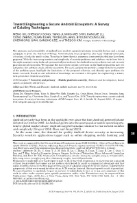 38 Toward Engineering a Secure Android Ecosystem: a Survey of Existing Techniques