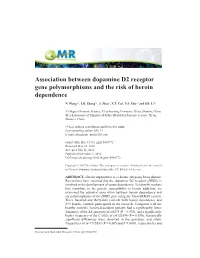 Association Between Dopamine D2 Receptor Gene Polymorphisms and the Risk of Heroin Dependence