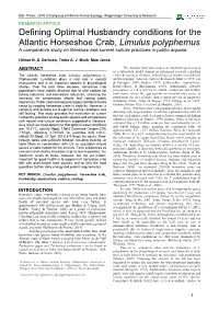 Defining Optimal Husbandry Conditions for the Atlantic