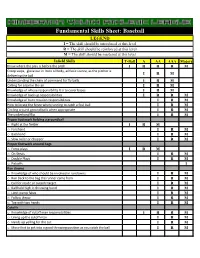 Fundamental Skills Sheet: Baseball