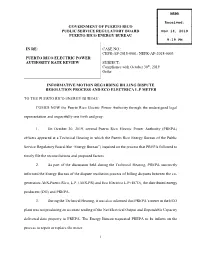 Informative Motion Regarding Billing Dispute Resolution Process and Eco Electrica L.P Meter