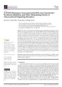 Is PTSD-Phenotype Associated with HPA-Axis Sensitivity? Feedback Inhibition and Other Modulating Factors of Glucocorticoid Signaling Dynamics