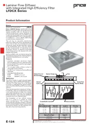 Laminar Flow Diffuser with Integrated High Efficiency Filter LFDCX Series E-124