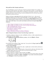 Microsoft Excel 2013: Headers and Footers