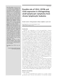 Possible Role of CD22, Cd79b and CD20 Expression in Distinguishing Small Lymphocytic Lymphoma from Chronic Lymphocytic Leukemia 31