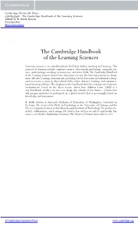 The Cambridge Handbook of the Learning Sciences Edited by R