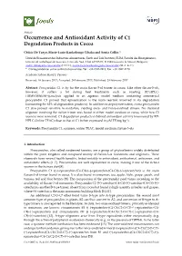 Article Occurrence and Antioxidant Activity of C1 Degradation Products in Cocoa
