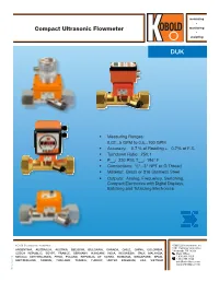 Compact Ultrasonic Flowmeter Model DUK