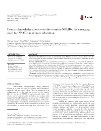 Dentists Knowledge About Over the Counter-Nsaids: an Emerging Need for NSAID-Avoidance Education