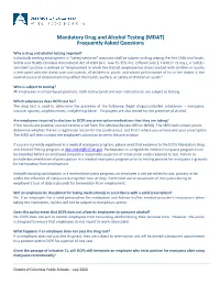 Mandatory Drug and Alcohol Testing (MDAT) Frequently Asked Questions