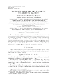 On Hilbert Boundary Value Problem for Beltrami Equation