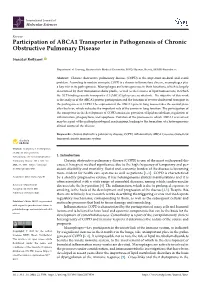 Participation of ABCA1 Transporter in Pathogenesis of Chronic Obstructive Pulmonary Disease
