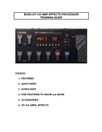 Boss Gt-100 Amp Effects Processor Training Guide