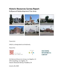 Historic Resources Survey Report Hollywood Redevelopment Plan Area